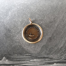 Load image into Gallery viewer, Bronze Wax Seal Pendant - Do Not Leave Me - figure guided by North Star - RQP Studio