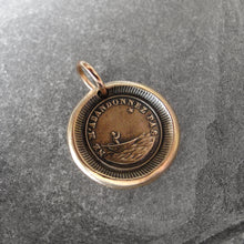 Load image into Gallery viewer, Bronze Wax Seal Pendant - Do Not Leave Me - figure guided by North Star - RQP Studio