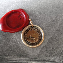 Load image into Gallery viewer, Bronze Wax Seal Pendant - Do Not Leave Me - figure guided by North Star - RQP Studio