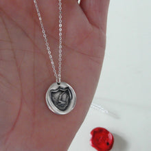 Load image into Gallery viewer, Fortune Favors The Brave - Silver Wax Seal Necklace Sword Strength Symbol