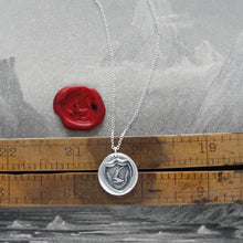 Load image into Gallery viewer, Fortune Favors The Brave - Silver Wax Seal Necklace Sword Strength Symbol