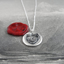 Load image into Gallery viewer, Fortune Favors The Brave - Silver Wax Seal Necklace Sword Strength Symbol
