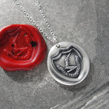 Load image into Gallery viewer, Fortune Favors The Brave - Silver Wax Seal Necklace Sword Strength Symbol