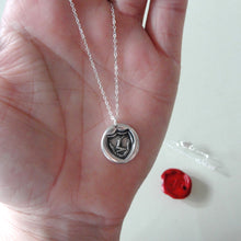 Load image into Gallery viewer, Fortune Favors The Brave - Silver Wax Seal Necklace Sword Strength Symbol