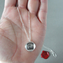 Load image into Gallery viewer, Aesop fable Fox and Rooster wax seal necklace - antique French wax seal charm jewelry - RQP Studio