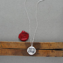 Load image into Gallery viewer, Aesop fable Fox and Rooster wax seal necklace - antique French wax seal charm jewelry - RQP Studio