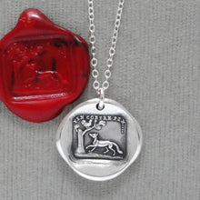 Load image into Gallery viewer, Aesop fable Fox and Rooster wax seal necklace - antique French wax seal charm jewelry - RQP Studio