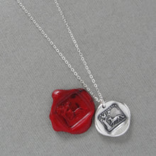 Load image into Gallery viewer, Aesop fable Fox and Rooster wax seal necklace - antique French wax seal charm jewelry - RQP Studio