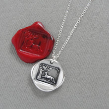 Load image into Gallery viewer, Aesop fable Fox and Rooster wax seal necklace - antique French wax seal charm jewelry - RQP Studio