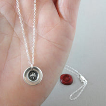 Load image into Gallery viewer, Tiny Fox Mask Wax Seal Necklace In Silver Symbolizing Wisdom Wit - RQP Studio