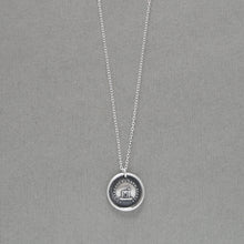 Load image into Gallery viewer, Freedom Makes Me Faithful - Wax Seal Necklace In Silver - Antique Bird and Birdcage Wax Seal Jewelry