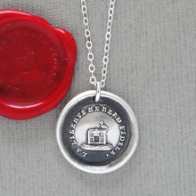 Load image into Gallery viewer, Freedom Makes Me Faithful - Wax Seal Necklace In Silver - Antique Bird and Birdcage Wax Seal Jewelry