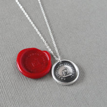 Load image into Gallery viewer, Freedom Makes Me Faithful - Wax Seal Necklace In Silver - Antique Bird and Birdcage Wax Seal Jewelry