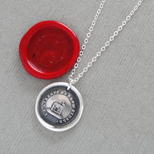 Load image into Gallery viewer, Freedom Makes Me Faithful - Wax Seal Necklace In Silver - Antique Bird and Birdcage Wax Seal Jewelry