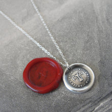 Load image into Gallery viewer, Silver Winged Hourglass Wax Seal Necklace - Time Passes But The Friendship Remains - RQP Studio