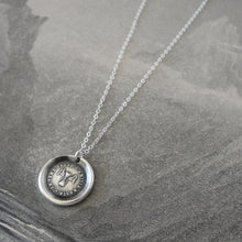 Load image into Gallery viewer, Silver Winged Hourglass Wax Seal Necklace - Time Passes But The Friendship Remains - RQP Studio