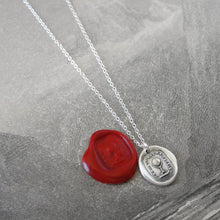 Load image into Gallery viewer, The World Is My Home - Silver Wax Seal Necklace - Globe Trotter Gallivanter Traveler - RQP Studio