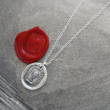 Load image into Gallery viewer, The World Is My Home - Silver Wax Seal Necklace - Globe Trotter Gallivanter Traveler - RQP Studio