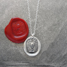 Load image into Gallery viewer, The World Is My Home - Silver Wax Seal Necklace - Globe Trotter Gallivanter Traveler - RQP Studio