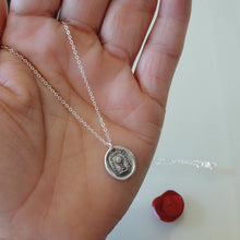 Load image into Gallery viewer, The World Is My Home - Silver Wax Seal Necklace - Globe Trotter Gallivanter Traveler - RQP Studio