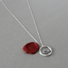 Load image into Gallery viewer, GOAT Wax Seal Necklace - Greatest Of All Time - Antique Silver Wax Seal Jewelry French Motto