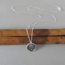 Load image into Gallery viewer, God's Grace Uplifts Wax Seal Necklace In Silver - Antique Wax Seal Jewelry Latin Motto Cross Heart Faith