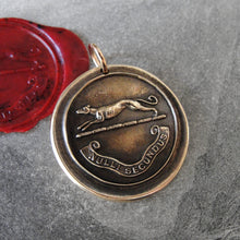 Load image into Gallery viewer, Greyhound Wax Seal Pendant - Second To None - antique dog wax seal charm jewelry - RQP Studio