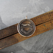 Load image into Gallery viewer, Greyhound Wax Seal Pendant - Second To None - antique dog wax seal charm jewelry - RQP Studio