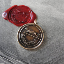 Load image into Gallery viewer, Greyhound Wax Seal Pendant - Second To None - antique dog wax seal charm jewelry - RQP Studio