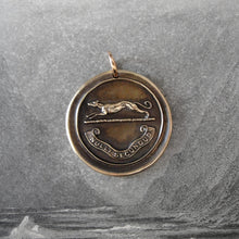 Load image into Gallery viewer, Greyhound Wax Seal Pendant - Second To None - antique dog wax seal charm jewelry - RQP Studio