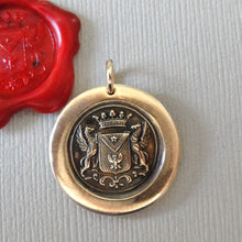 Load image into Gallery viewer, Griffin Wax Seal Pendant - Courage Strength - Antique Bronze Wax Seal Jewelry