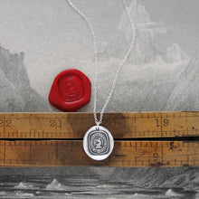 Load image into Gallery viewer, Silver Griffin Wax Seal Necklace - Always Toward Better Things Motto