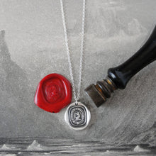 Load image into Gallery viewer, Silver Griffin Wax Seal Necklace - Always Toward Better Things Motto