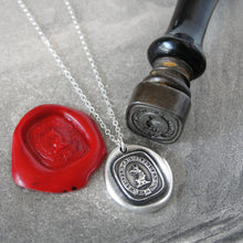 Load image into Gallery viewer, Silver Griffin Wax Seal Necklace - Always Toward Better Things Motto