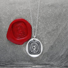 Load image into Gallery viewer, Silver Griffin Wax Seal Necklace - Always Toward Better Things Motto