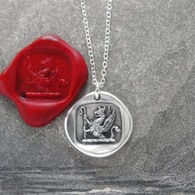 Load image into Gallery viewer, An Uncommon Person - Silver Griffin Wax Seal Necklace With Stars - RQP Studio