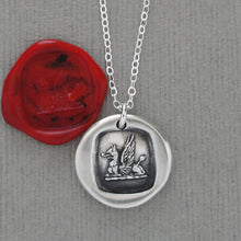 Load image into Gallery viewer, Griffin Wax Seal Necklace Strength Courage Symbol - Antique Silver Wax Seal Jewelry