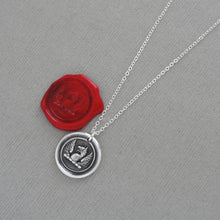 Load image into Gallery viewer, Griffin Wings Wax Seal Necklace Protection Symbol - Antique Silver Wax Seal Jewelry - Strength Courage