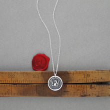 Load image into Gallery viewer, Griffin Wings Wax Seal Necklace Protection Symbol - Antique Silver Wax Seal Jewelry - Strength Courage