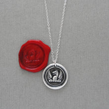 Load image into Gallery viewer, Griffin Wings Wax Seal Necklace Protection Symbol - Antique Silver Wax Seal Jewelry - Strength Courage