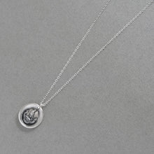 Load image into Gallery viewer, Perseverance - Silver Wax Seal Necklace Tiny Hawk - Keep Going Achieve Goals