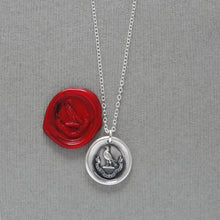 Load image into Gallery viewer, Perseverance - Silver Wax Seal Necklace Tiny Hawk - Keep Going Achieve Goals