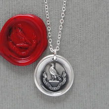 Load image into Gallery viewer, Perseverance - Silver Wax Seal Necklace Tiny Hawk - Keep Going Achieve Goals