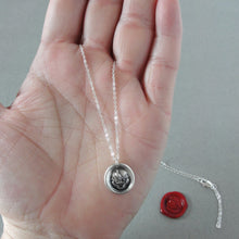 Load image into Gallery viewer, Perseverance - Silver Wax Seal Necklace Tiny Hawk - Keep Going Achieve Goals