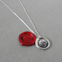 Load image into Gallery viewer, Perseverance - Silver Wax Seal Necklace Tiny Hawk - Keep Going Achieve Goals