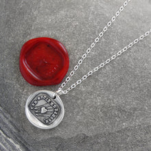 Load image into Gallery viewer, Wax Seal Necklace In Silver Heart Arrow - Only One Wounds Me - True Love - RQP Studio