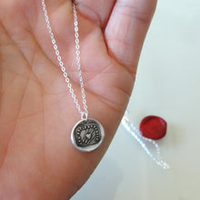 Load image into Gallery viewer, Wax Seal Necklace In Silver Heart Arrow - Only One Wounds Me - True Love - RQP Studio