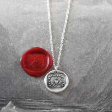 Load image into Gallery viewer, Wax Seal Necklace In Silver Heart Arrow - Only One Wounds Me - True Love - RQP Studio