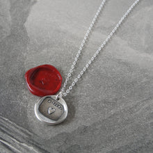 Load image into Gallery viewer, Silver Heart Wax Seal Necklace - My Heart Is Yours motto - RQP Studio