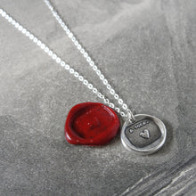 Load image into Gallery viewer, Silver Heart Wax Seal Necklace - My Heart Is Yours motto - RQP Studio